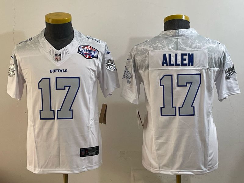 Youth 2025 Buffalo Bills 17 Allen white 5th generation Throwback Nike Limited NFL Jersey style 06